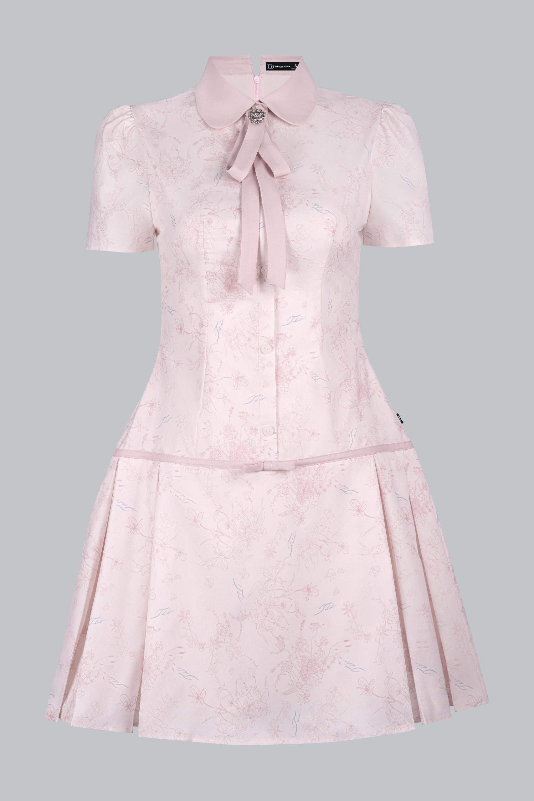 Đầm Xuân Hè chân xếp ly cổ sen - Image 3