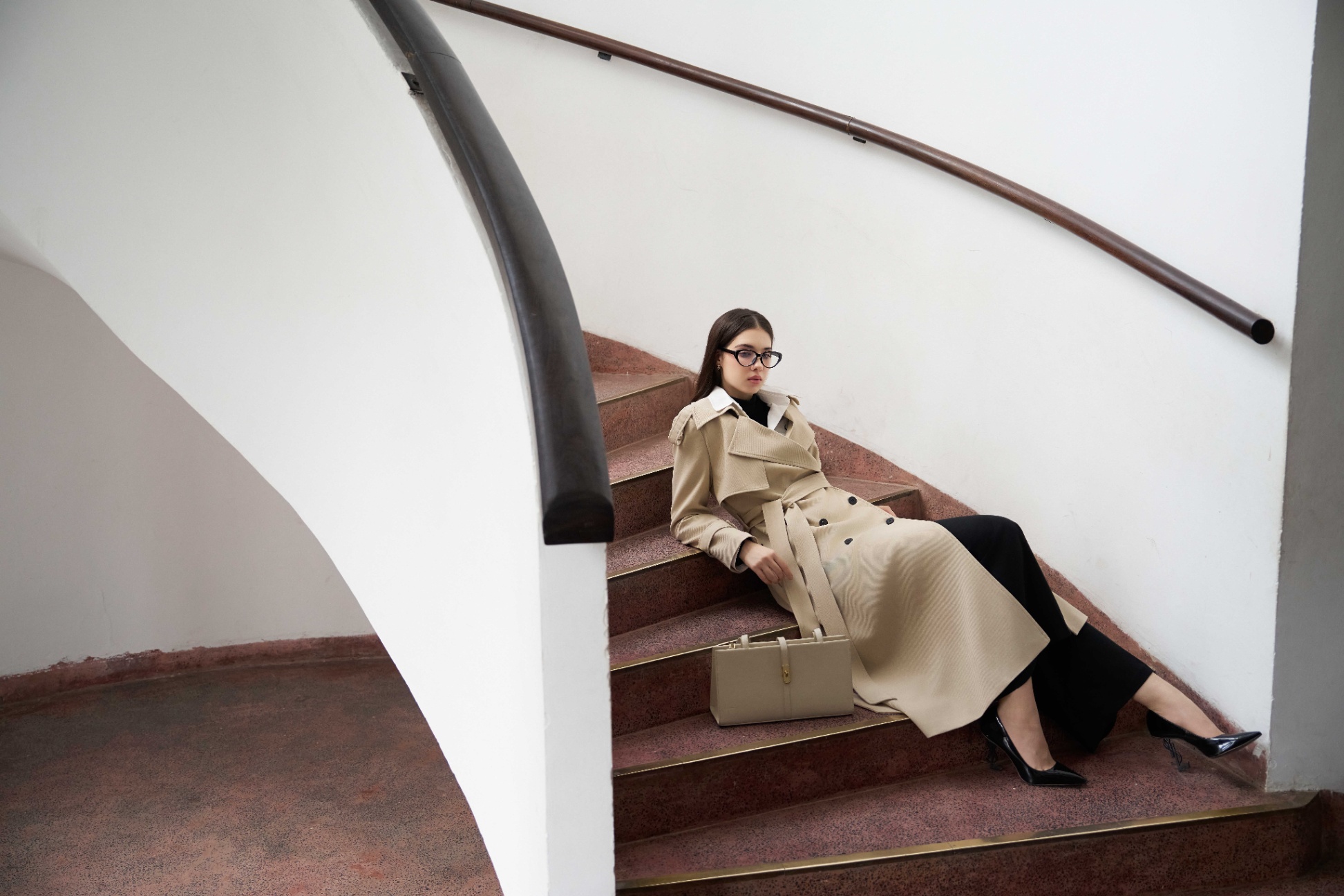 Áo Trench Coat dáng suông rộng 2 hàng cúc thắt đai eo - Image 3